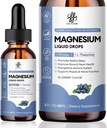 Magnesium Glycinate Liquid, magnesiumkompleks Supplement med Omega3, L-Theanin og vitamin for ro, søvnstøtte, muskel lindring, ikke GMO, Blåbærflavor, 2 Fl Oz