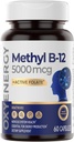 OxyEnergy Methyl Vitamiini B12 5000 mcg, Extra Strength Metyylikobalamiini B-12 täydentää folaatin, tuki hermoja, energian aineenvaihduntaa & kognitiivinen,60 kapselia