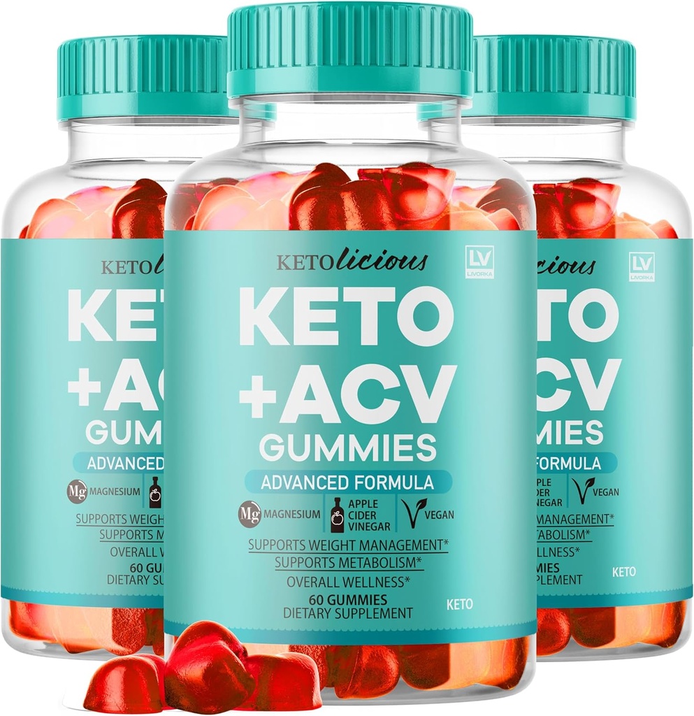 (3 Pack) Gommies kétolicieuses de vinaigre de cidre de pomme Ketolicious, Gommys ketolicious Formule avancée 1050MG, Tous naturel Premium Plus Gommy Gommy Gommy Gommias Avis de force maximale, 180 Gommies pendant 3 mois