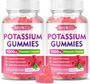 2 แพค โปแตสเซียม กัมเมี่ยม โพแทสเซียม คลอไรด์ 1000 มม. สําหรับผู้ใหญ่, Potassium Oflassium Supplement Gummies superition & crumps for Women & Men, Razpberry Farvor, 120 เคานต์