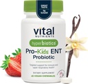 Hiperbiyyatlar Vital Nutrients Pro Kids Probiyotik ENT | Uşaqlar üçün Toddler Probiyotikler, Nose və Throat | Targeted Immune və Digestive Health | Strawberry-Vanilla 45 Sugar-Free Chewable Tablets