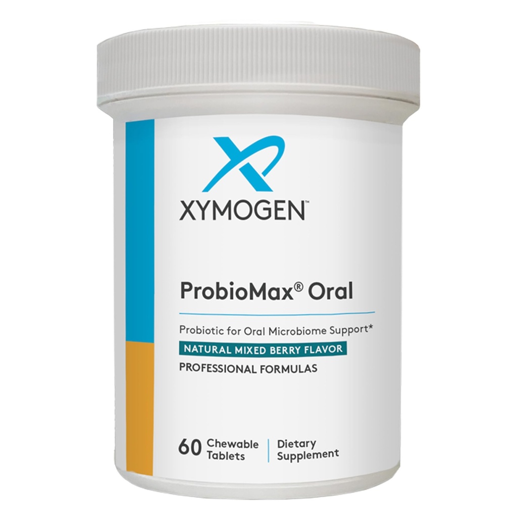 XYMOGEN ProbioMax Oral - Gum, Tooth & Oral Microbiome Support - Bifidobacterium lactis HN019 Oral Probiotic - Chewable Tablets - Vegan & Gluten-Free - Mixed Berry - 60 Tablets