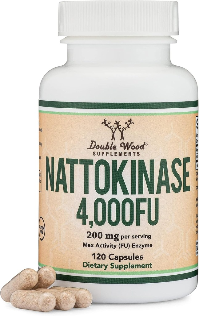 Nattokinase 补充 4,000 FU 服务,120 Capsules(来自日本的Natto) 双木为心血管和循环支持的系统酶