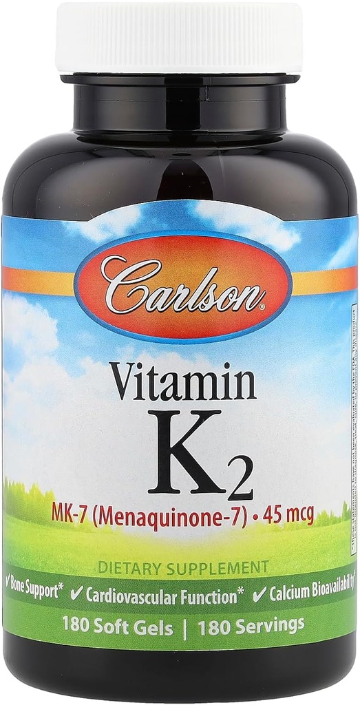 Carlson Labs Vitamiin K2-7 45 MCG Mineral Supplement Softgels, 180 Count