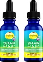 2 bottiglie liquido vitamina D3 K2 gocce 5000 UI con olio MCT - Vegan liquido vitamina D supplemento per aumentare i livelli di energia, l'umore e il sistema immunitario, non aromatizzato, nessun odore, senza glutine, non OGM, 2 Fl Oz