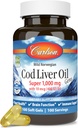 Carlson - Cod Liver Oil, Super 1000 mg + 维生素A & D3, 野挪威语, 可持续来源, 100 软胶