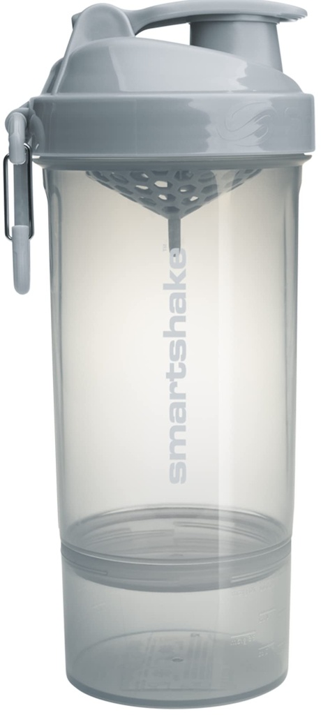 Smartshake Plastic Protein Shaker Bottle 800 ml | 27 oz - Leakproof Screw-on Lid - BPA Free – Unisex (Mist Gray, O2GO)