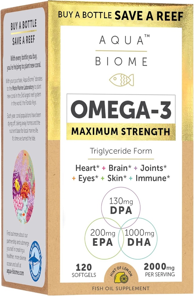 Enzymedica Gehieneko Indarra Potency Fish Oil, EPA DHA Omega 3 osagarria | Burpless, 120 Softgel