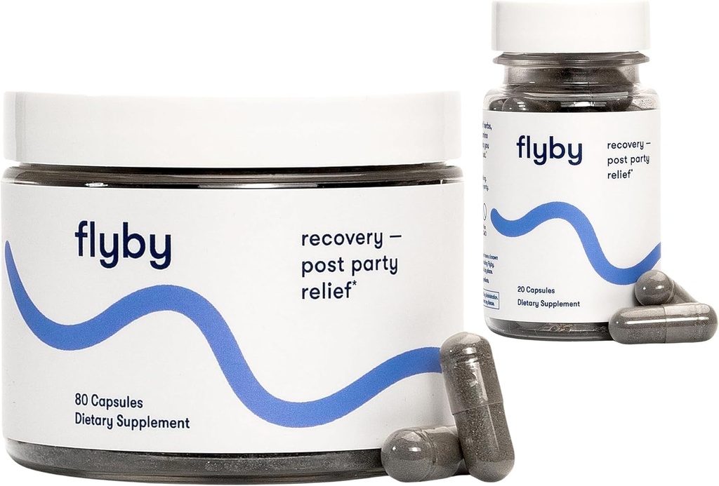 Flyby Recovery Piller - Alle henge, uten over!TM - Post Party Drikking Essential med Liver Support 80 & 20 Count