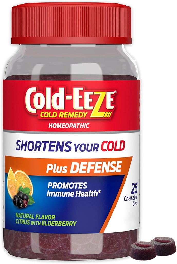 Cold-EEZE Plus Müdafiə Müdafiə Müdafiə Müdafiə Müdafiə Citrus & Yaşlıberry Sink Chewable Gels, Evopatik Sosial Remedy, Shortens Common Cold simptomlar, Sambucus Nigra, Echinacea & Rose Hips ilə Immune Sağlamlıq, 25 Ct