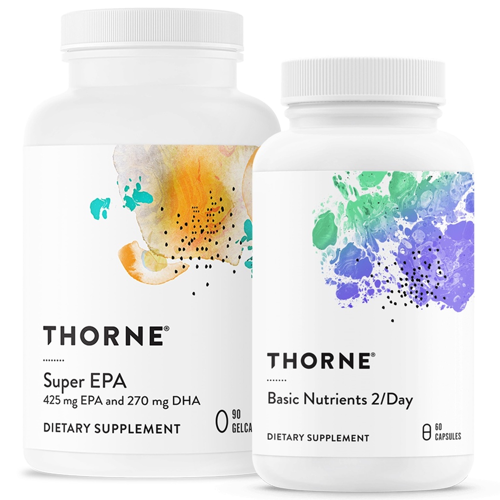 THORNE - Wellness Essentials Bundle - Omega-3 & Multivitamin Combo - Super EPA & Basic Nutrients 2/Day - 30 Servings