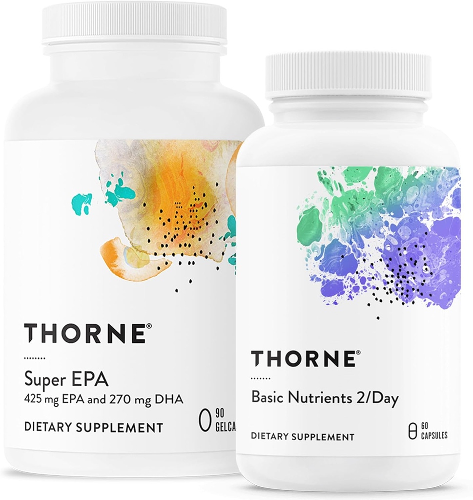 THORNE - Wellness Essentials Bundle - Omega-3 & multivitaminski Combo - Super EPA & Basic Nutrients 2/Day - 30 Servinges