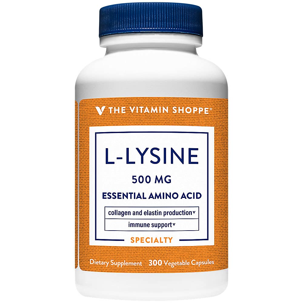 The Vitamin Shoppe L-Lysine 500MG - Immune Support, Collagen Formation & Calcium Absorption, Essential Amino Acid (300 Capsules)