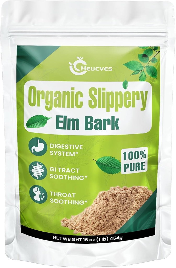 Skorry Elm, Snkeer Elm Powder Binder, Elm Barkes làm từ Inner Bart - 1 Khúc (349 Phục vụ), Natural Herbs giúp Soothe The Try and Coughing & Reuive, Diarrea - 100% ime & Vegan