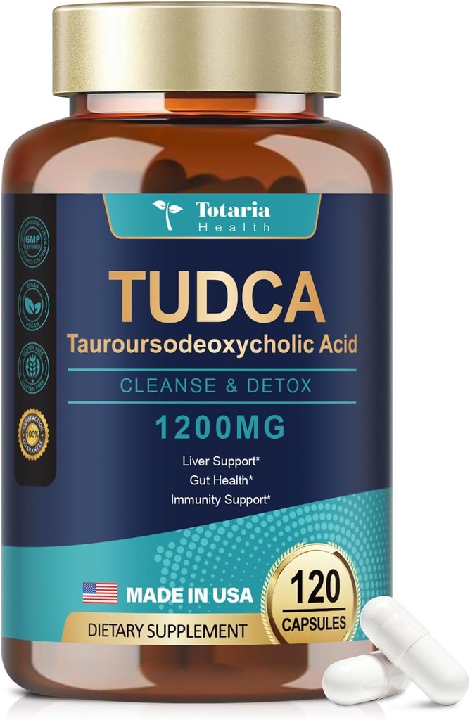Totaria TUDCA Bile Salts Supplement Liver Supplement 1200mg, 120 Kapsułek, 1200mg Per Serving, Wątroba i pęcherzyk żółciowy Supplement Supplement, Premium Quality