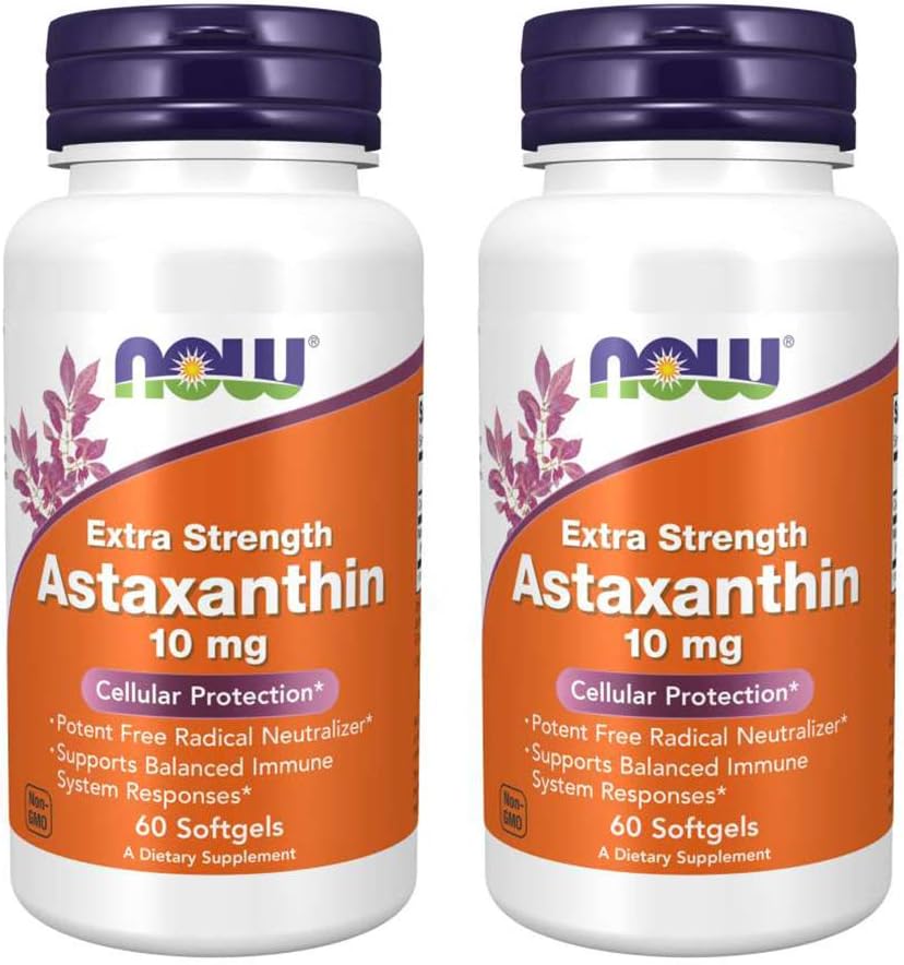 NOW Foods Astaxanthine 10mg 60 SoftGels (2 Pack)