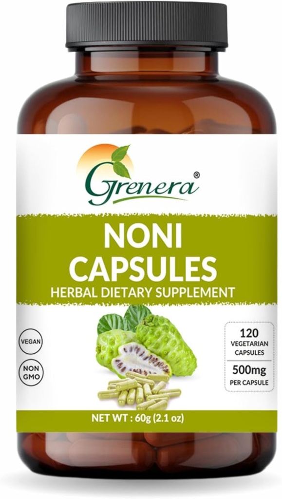 Grenera Noni Fruit Capsules 120 Count | Non-GMO, Gluten Free | Vegetarian Caps, No Added Fillers edo Binders