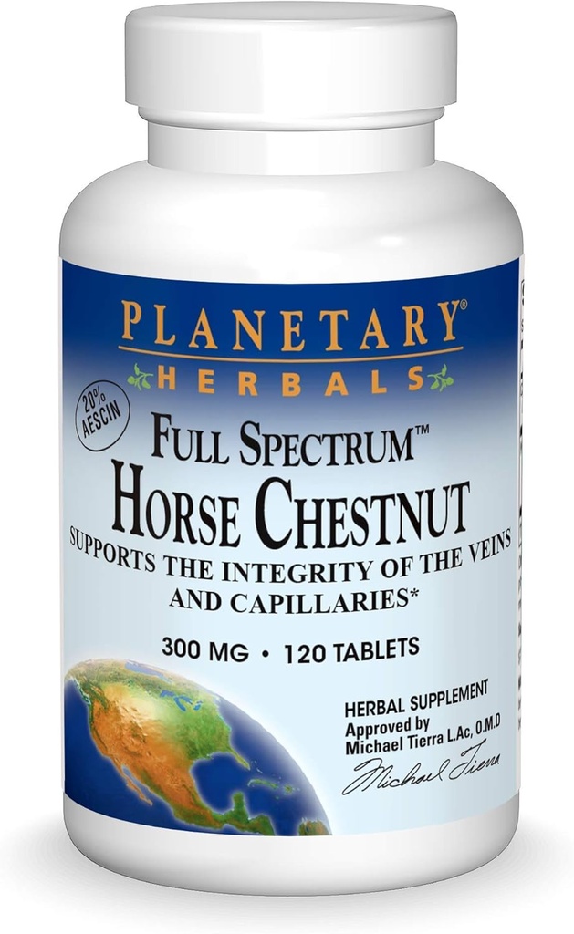Herbals Full Spectrum Horse Chestnut, תומך האינטגרליות של הווינס ו Capillaries*, 500 מ"ג - 120 טבליות