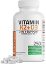 Bronson Vitamina K2 (MK7) amb la fórmula D3 suplementari no- GMO 5000 IUtaminata D3 & 90 mcg K2 MK- 7 Easy de empassar D i K complex, 250 Capules