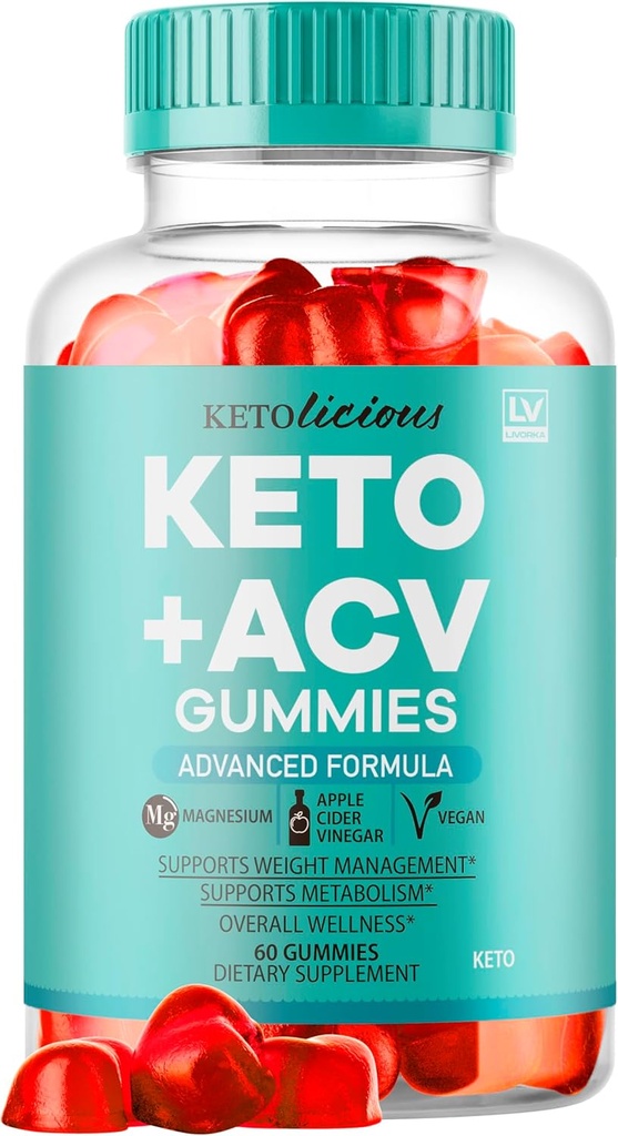 Ketolicious Keto ACV Gummies, Ketolicious Gummys Advanced Formula 1050MG, All Natural Premium Plus Apple Cider Vinegar Gummy Máxima Forza Comentarios Gomitas, 60 Gummies para 1 Mes