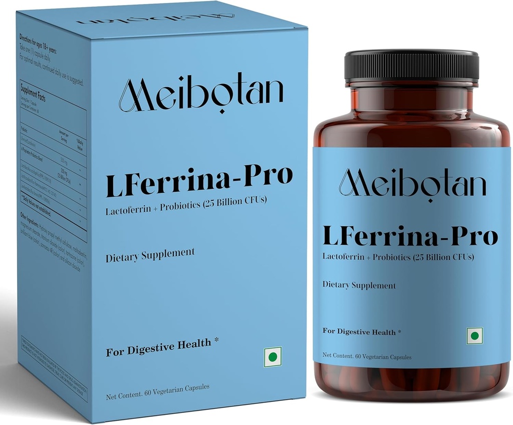 lactoferrin Supplement with Probiotics for Men & Women - Stimulates The Immune System, Regulates Iron Metabolism, Digestion, Immunity Support- 60 Veg Capsules