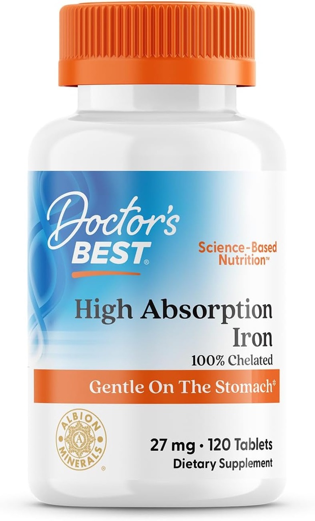 Legens beste høy absorpsjon Iron Tablet med Ferrochel, Gentle på magen, immun helse, blod helse, 27 mg