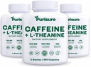 Purisure Caffeine Theanine Capsules Pills 100mg Caffeine + 200mg L Theanine pour l'énergie de préentraînement, et Pills d'énergie Clarity pour la fatigue, Supplément Nootropique, 120 jours d'approvisionnement, Pack de 3