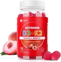 Vitamina D3 K2 chicletes sem açúcar, K2 D3 Suplemento de vitamina 9000 UI para mulheres adultas músculo dentes Imune Suporte 90 Condes, sabor de pêssego