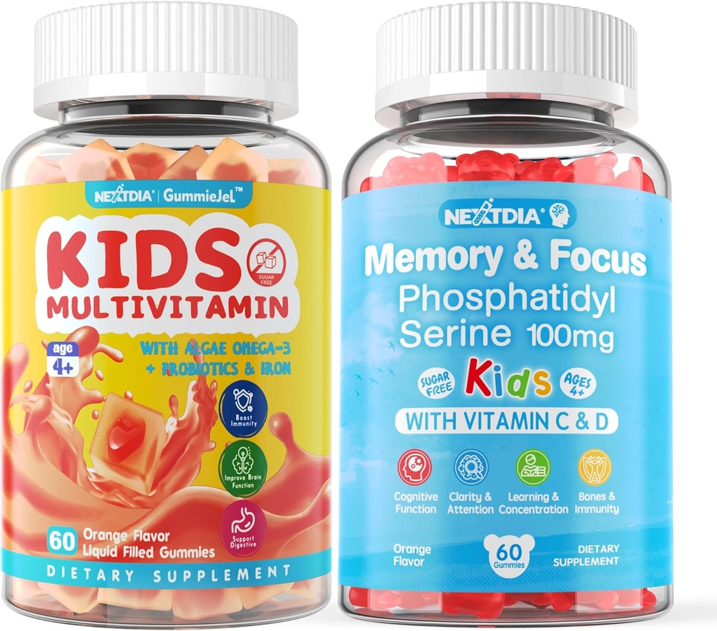 2 Pack Fosfatidylserine dodatek pro děti + 2 Pack Kids Multivitamin Gummes
