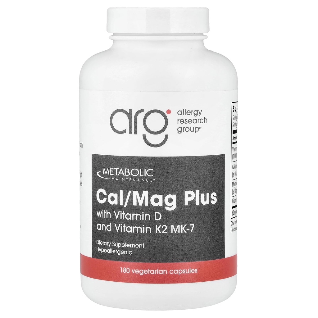 Metabolic Maintenance Cal/Mag Plus with Vitamin D3 & K2 MK-7-2:1 Calcium Magnesium Citrate Formula - Supports Bone Strength & Calcium Utilization - High Absorption - 60 Servings - 180 Capsules