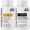 Youth & Tonic Oregano & Caprylic Acid Gut Health Supplement with Probiotics & Herbs for Gut Flora Balance, Digestive & Intestinal Health and Immune Support – 90 Capsules