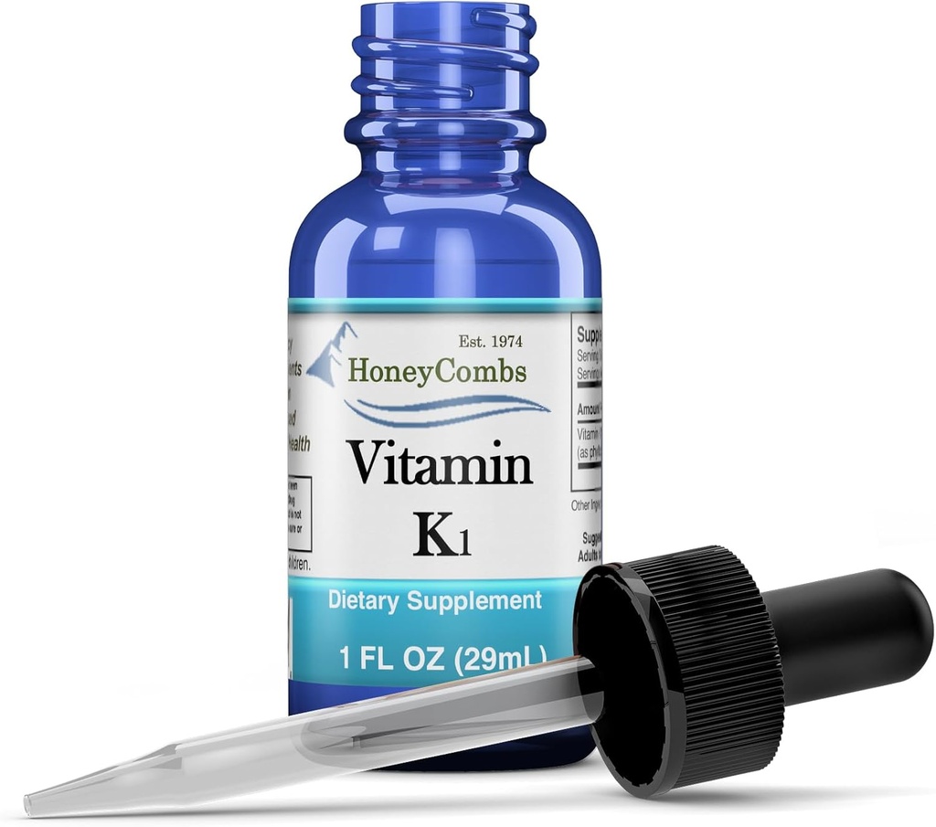 Vitamin K1 maye Drops - Amerikada Made - Kişilər üçün Natural High Potency Phylloquinone, Qadınlar, Uşaqlar və Yeni doğanlar Dark Undereye Circles üçün böyük