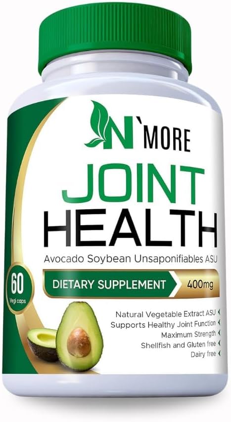 N 'More Avocado Soybean Unsaponifiables Joint Health Supplement 400 mg, Non- GMO, Dairy, Gluten & Shellfish Free, 60 Day Supply, Jedna kapsle za den