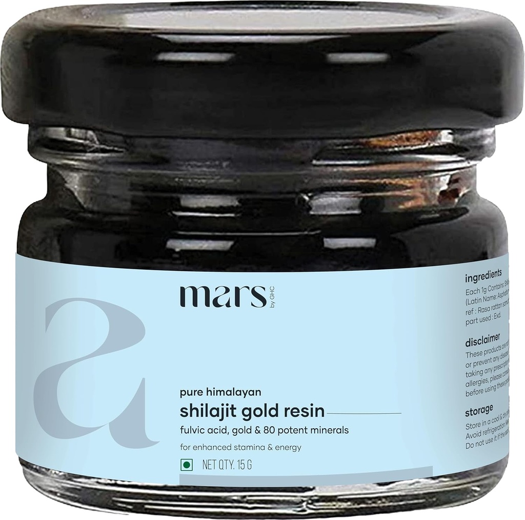 Mars Himalayan Shilajit Gold Resin - organikoki Himalayatik erauzia | Supports Natural Energy, Vitality & Wellness | 15g - Pack of 1
