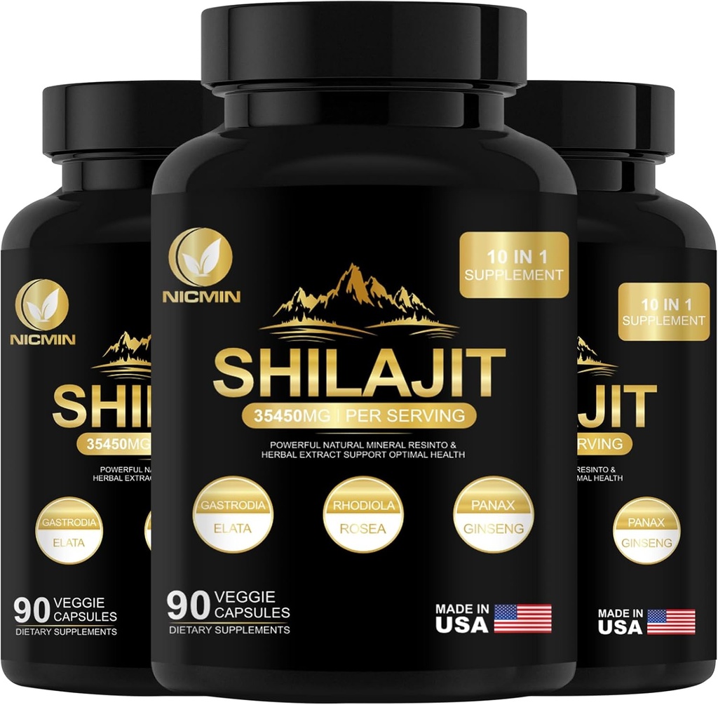 35450MG Pure Shilajit supplement - Himalayan Organic Shilajit for Men " Women Maximum Potency Shilajit for Enhanced Energy and Immune Support 270 Veggie Capsules