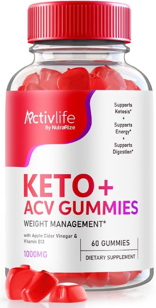 NutraRize ActivLife Keto+ACV Gummies Advanced Weight Loss, Tehokas laihduttava Gummies 1000 MG, Gomitas Arvostelut, (60 Gummies)