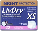 LivDry adults XS Incontinència sota el cl Jurat, Absorbència parcial, Protecció de Leak, X-petit, 22-Pck