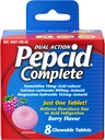 Réducteur d'acide complet Pepcid + antiacide pour le reflux acide, 10 mg de famotidine, 800 mg de carbonate de calcium et 165 mg d'hydroxyde de magnésium par comprimé de médecine des brûlures d'estomac, antiacides, Berry, 8 ct
