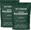Betterbrand BetterMushrooms Nootropic Gummys - 支持更好的Gut健康,认知功能,具有10个功能的Mushrooms的精神清晰度 - 60 Gummys - 拉斯贝里 Flavor - 包2