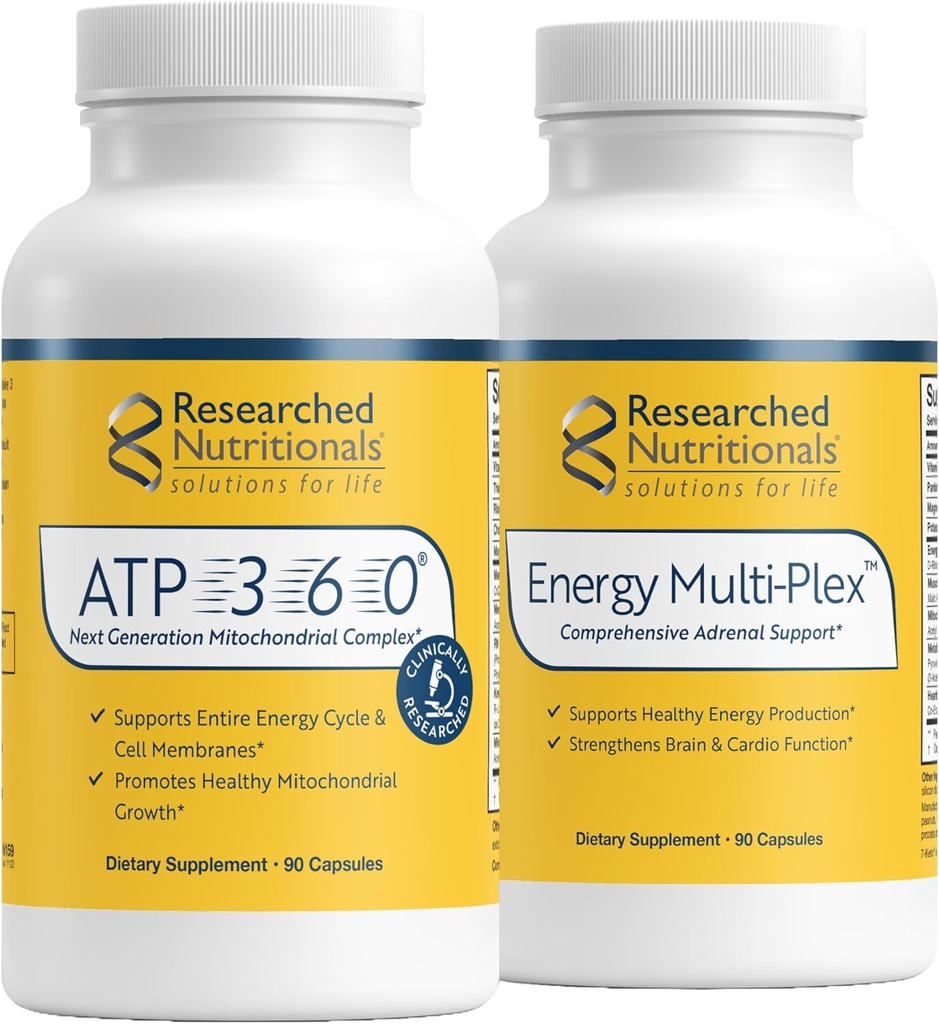 Vitamine per il supporto energetico - Energia ottimizzata Duo - Supporto adrenale e integratori mitocondriale per promuovere l'energia cellulare ottimale - ATP 360 & Energy Multi-Plex