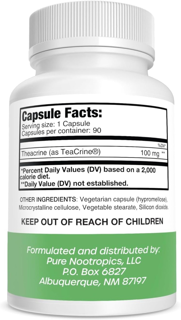Pure Nootropics Theacrine (TeaCrine) 100 mg Veg Kapsule 