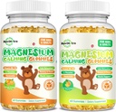 Gummies de magnésio para crianças - Suplemento de glicina de magnésio com L-teanina, vitamina B6, D3 para adultos e crianças, Magnésio calmo para dormir, Relaxação, Cérebro, Ossos, Laranja & Abacaxi