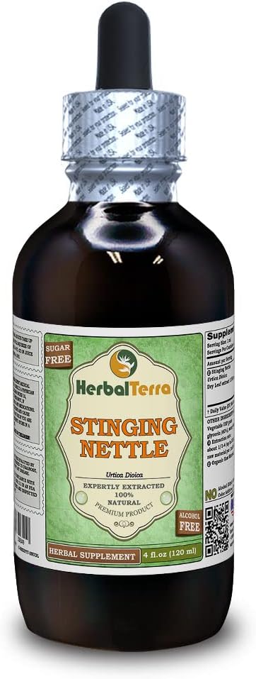 Sting Nettle (Urtica Dioica) Glycerite, Organic qarışıq Alkol-Free maye çıxış (Brand Adı: HerbalTerra, ABŞ-da Proudly Made) 4 fl.oz (120 ml)