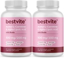 BESTVITE Acetyl L-Carnitine 500mg & Alpha Lipoic Acid 200mg per Capsule with Biotin (240 Vegetarian Capsules) (120 x 2) - No Stearates - Vegan - Non GMO - Gluten Free