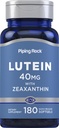 Piping Rock Lutein e Zeaxantina Suplemento .40 mg .. 180 Softgels .. Vitaminas Oculares de Extrato de Flor de Marigold.