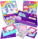 Original Stationery Unicorn Letter Writing Kit - 45 조각 멀티 컬러 종이 및 스티커 세트 보라색 저장 상자 - 편지 용지에 대한 소녀