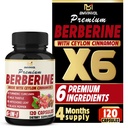 BMVINVOL 6in1 Berberine Supplement with Ceylon Cinnamon, Tumeric Root, Milk Thistle, Artichoke, Black Pepper -120 Capsules for 4 Month Supply