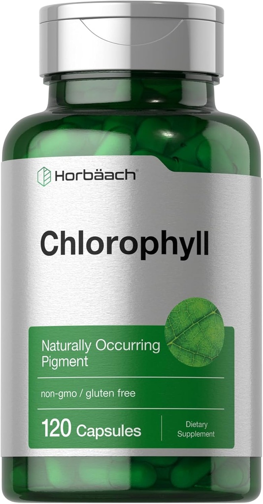 Horbäach Chlorophyll Capsules - 120 count - Non-GMO and Gluten Free supplement - Naturally-Occurring Pigment