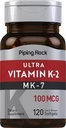 Piping Rock Vitamin K2 MK7 | 100 mcg | 120 Softgels