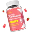 Collagen Peptides Gummies Sugar Free for Women & Men, 2500mg Multi Collagen Type I,II,III,V,X with 15000mcg Biotin & Vitamin C D K2 B12 A E, Hydrolyzed Protein for Hair Skin Nails, Bone, 60Cts